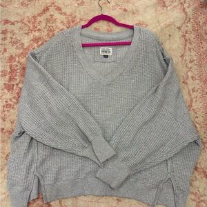 American Eagle Gray V-Neck Sweater